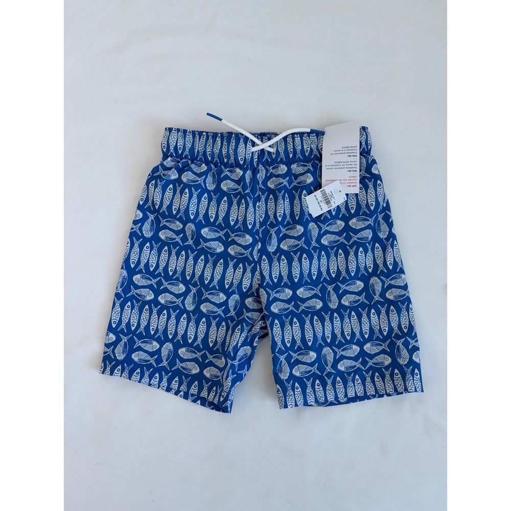Old Navy Boys Blue White Fish Print Swim Trunks UPF 50 Size 5T NEW